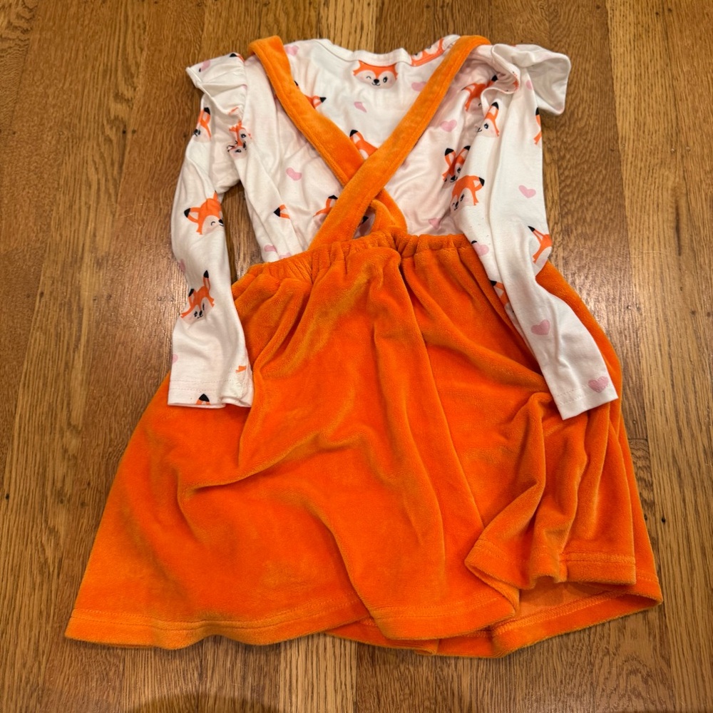 Adorable Orange Fox Dress with Long Sleeve Shirt NWOT Sz 3t - Picture 4 of 4